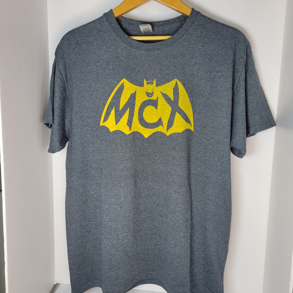 Memphis Comic Expo 2019 MCX T-Shirt Mens Large Gray Bat Logo Graphic Tee